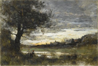 Erinnerung an die Normandie, Sonnenuntergang von Jean Baptiste Camille Corot